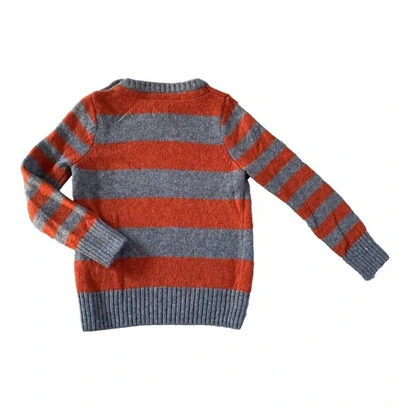 Mini Boden Size 3-4Y Lambswool Orange Striped Sweater - Picture 2 of 6